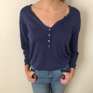 Norm Thompson Blue Tee w/ Button up V-neck